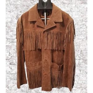 Vintage Suede Leather Fringe Jacket Men's Large by Scully ☆Groovy☆